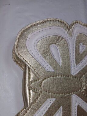 Butterfly purse, light gold & white with hearts, kitchy and FUN